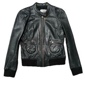 DOMA Womens Slim Leather Biker Jacket Size M Black